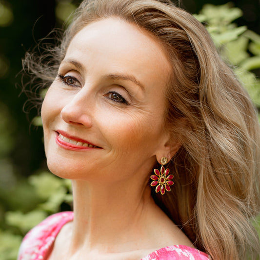 Rote Turmalin Sterne-Ohrringe