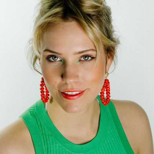 Rote Korallen Creolen Gold Ornament